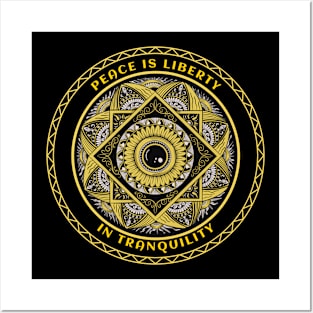 Peace is liberty in tranquility Yellow and Black Mandala art Posters and Art